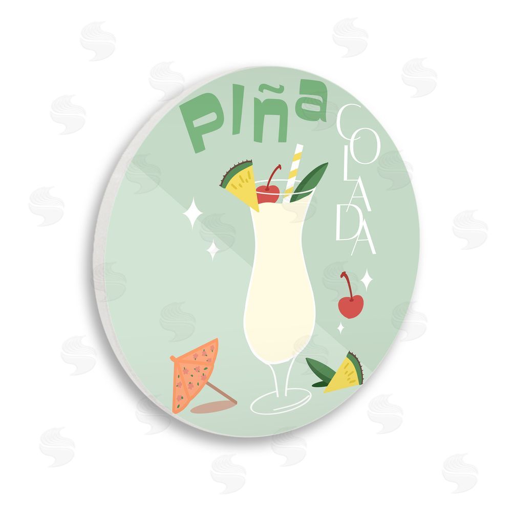 Anna Quach Pina Colada Funky Cocktail Wooden Wall Plaque Art Print