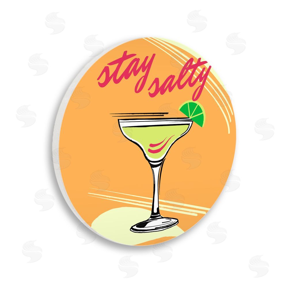Elizabeth Medley Orange Stay Salty Martini Wooden Wall Plaque Art Print