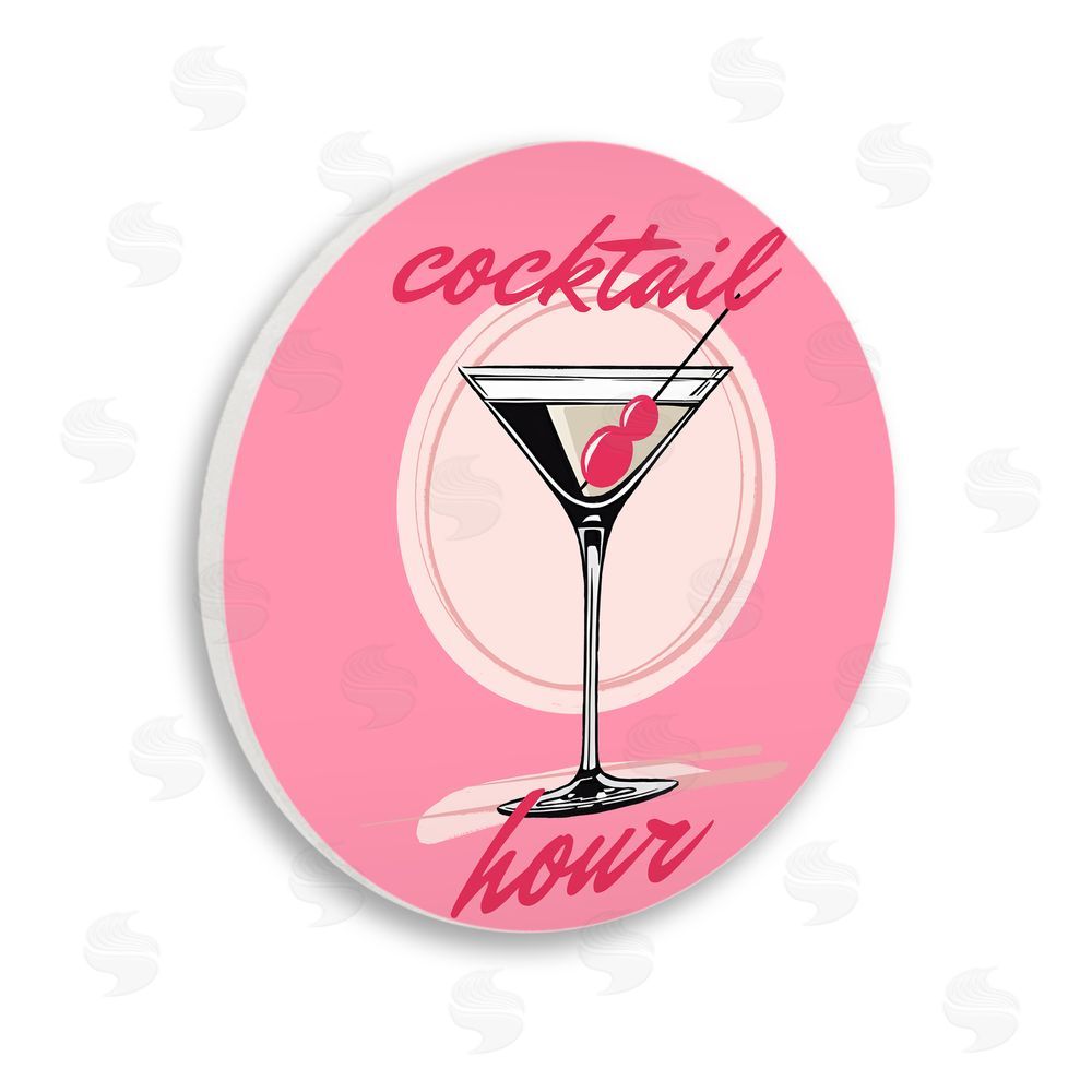 Elizabeth Medley Pink Tones Cocktail Hour Wooden Wall Plaque Art Print