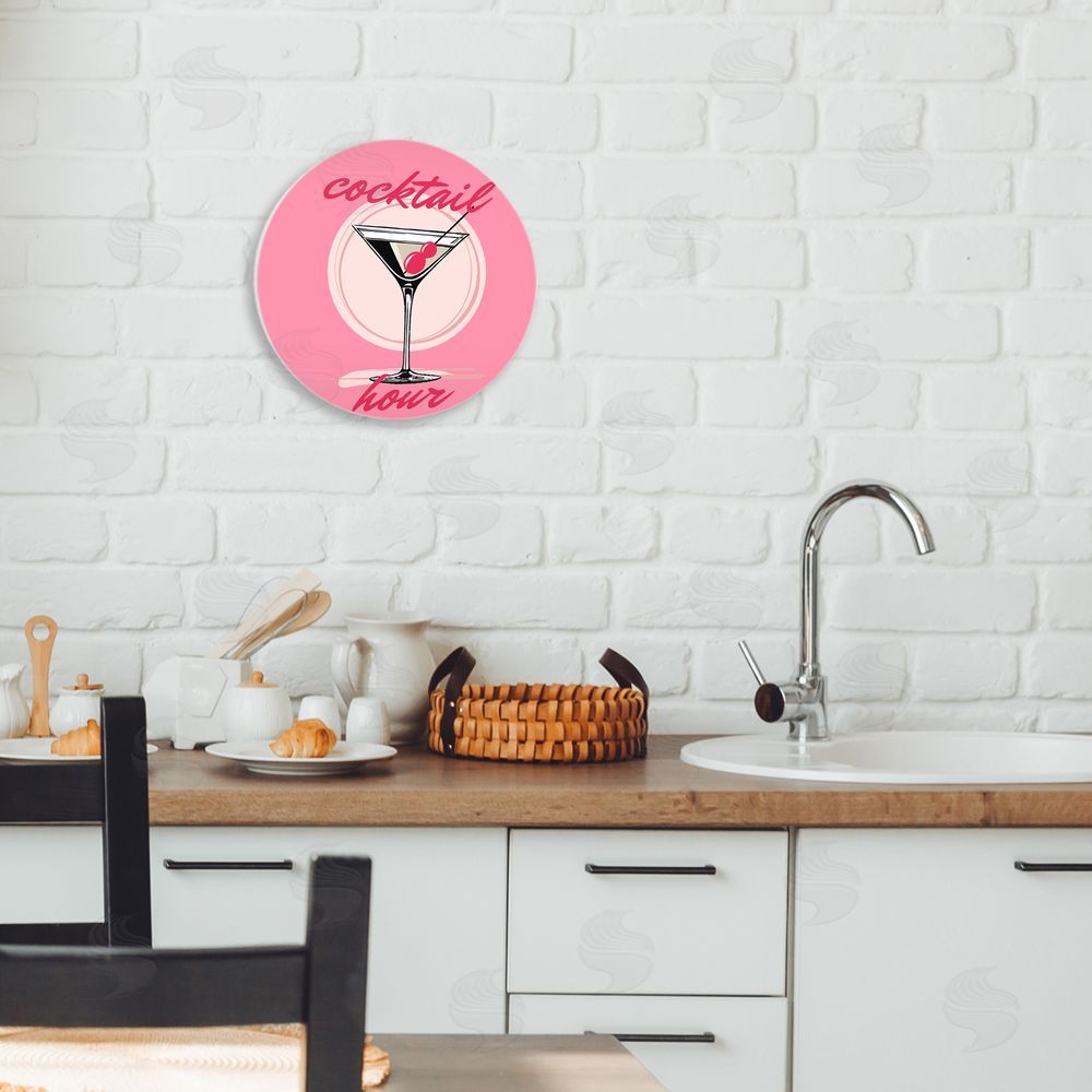 Elizabeth Medley Pink Tones Cocktail Hour Circular Wall Plaque Art Print in Room