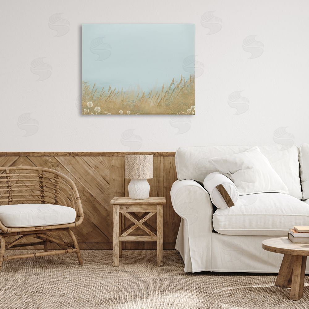 Renel Peters Misty Meadows Blowing in Wind Stretched Canvas Wall Art Print in Room