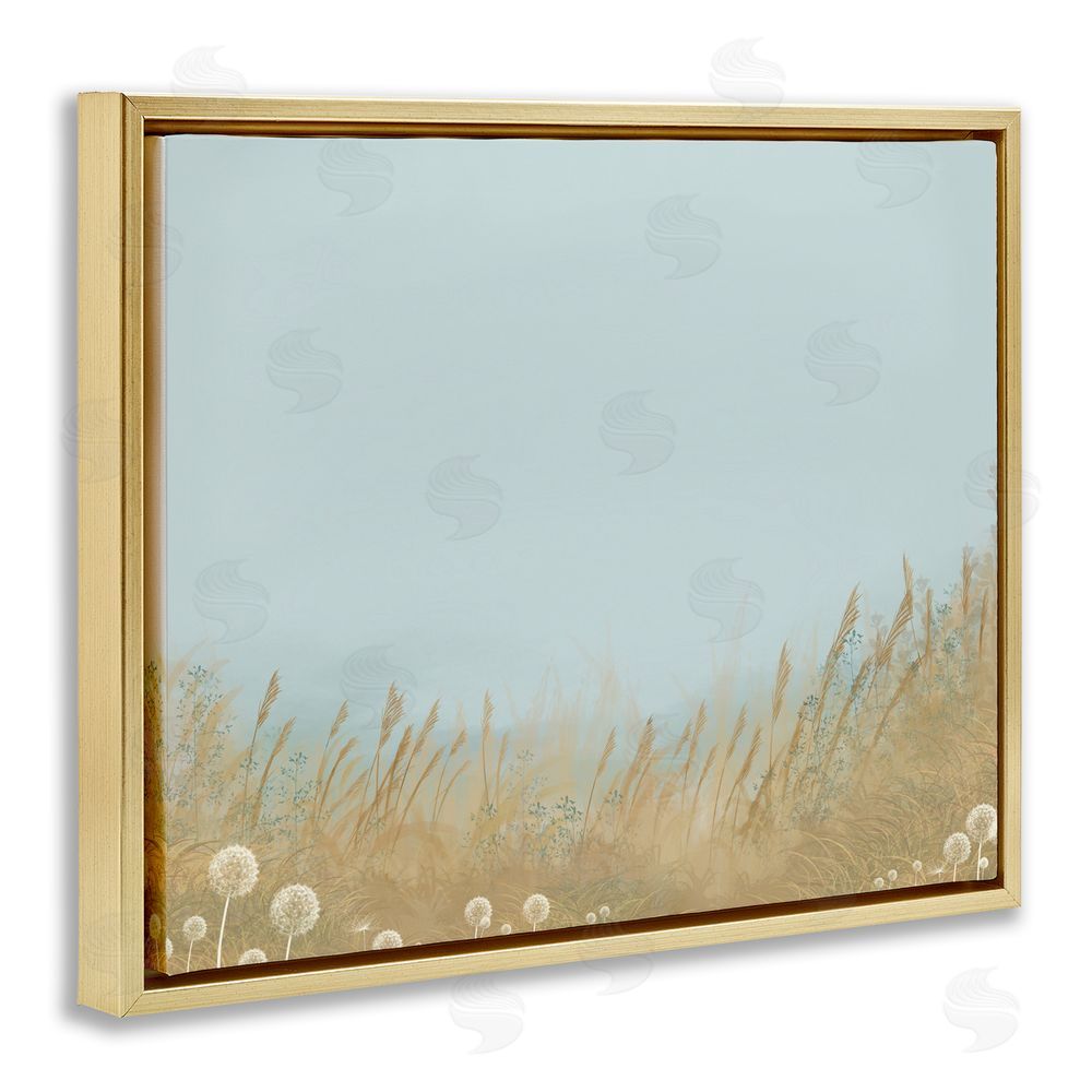 Renel Peters Misty Meadows Blowing in Wind Gold Floating Frame Canvas Wall Art Print