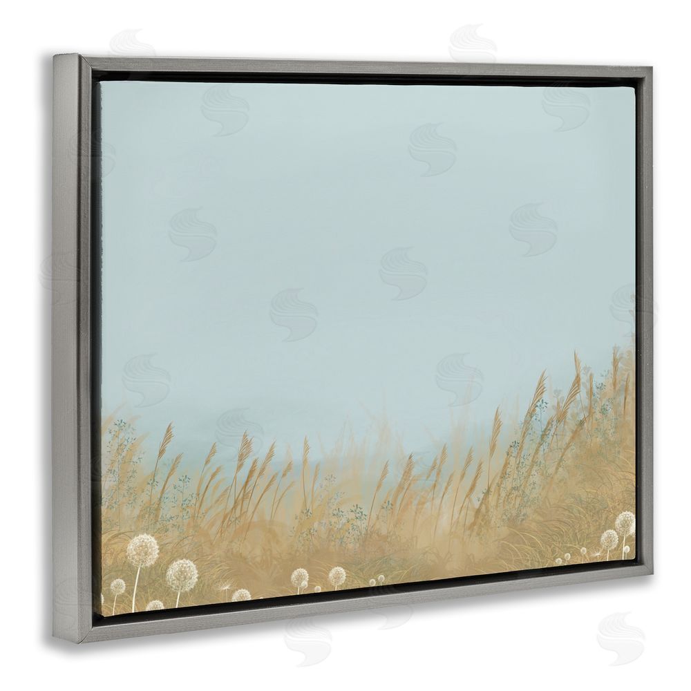 Renel Peters Misty Meadows Blowing in Wind Gray Floating Frame Canvas Wall Art Print