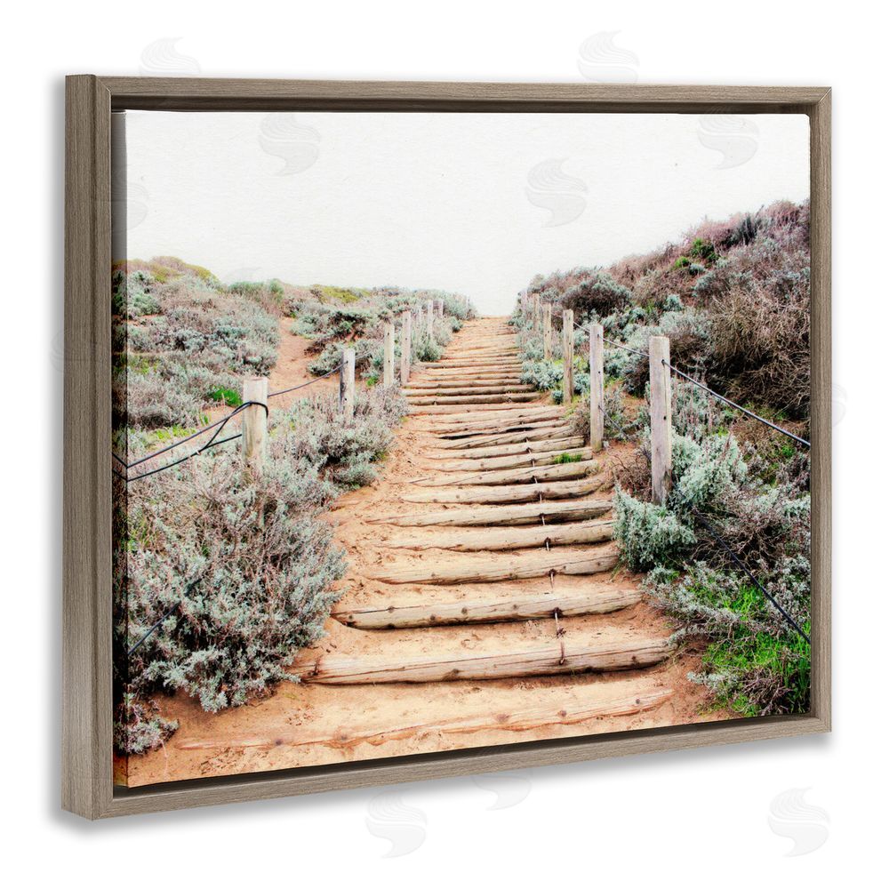 Leah Noel Art Wooden Stairway to Heaven Brown Floating Frame Canvas Wall Art Print