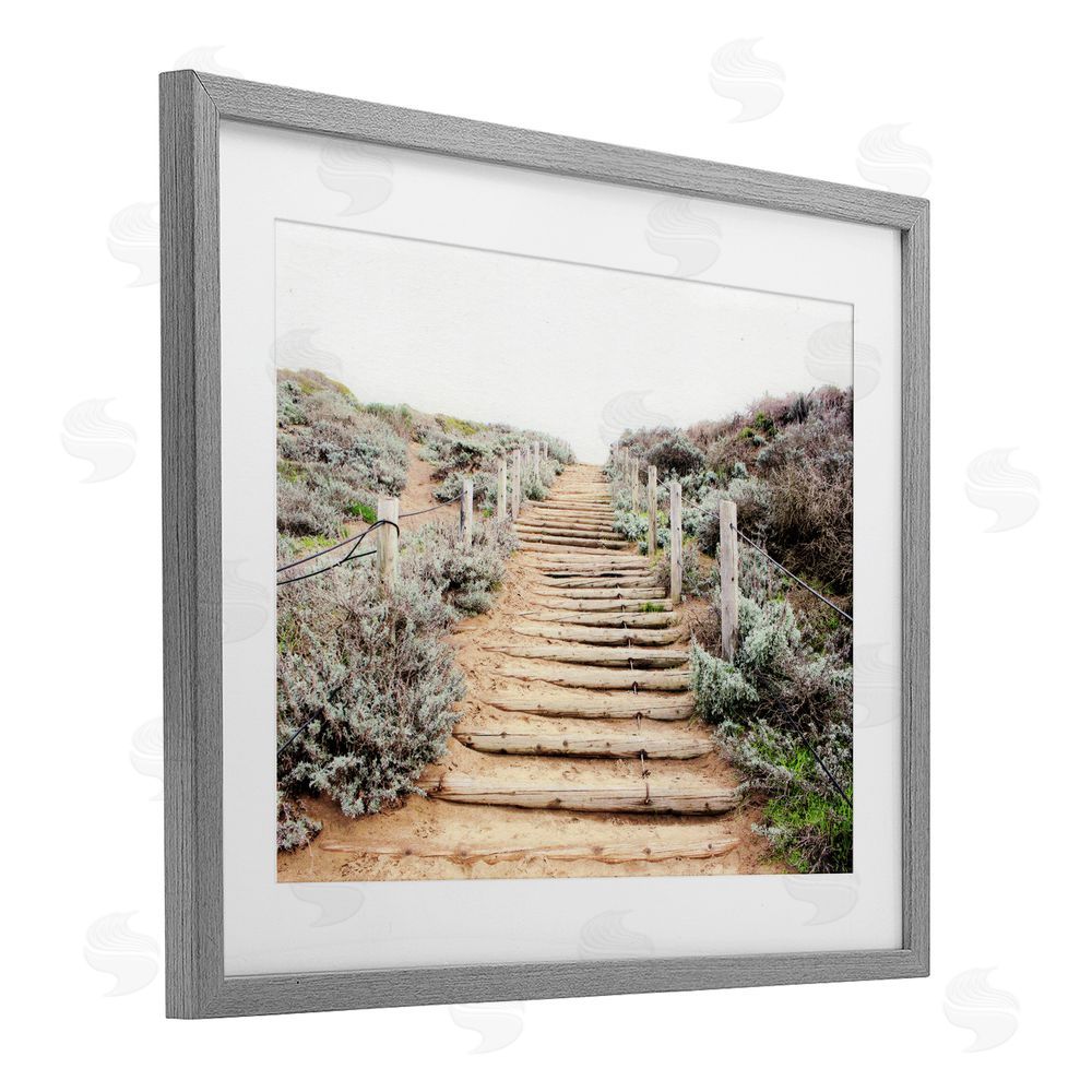 Leah Noel Art Wooden Stairway to Heaven Gray Framed Print Under Glass Wall Art