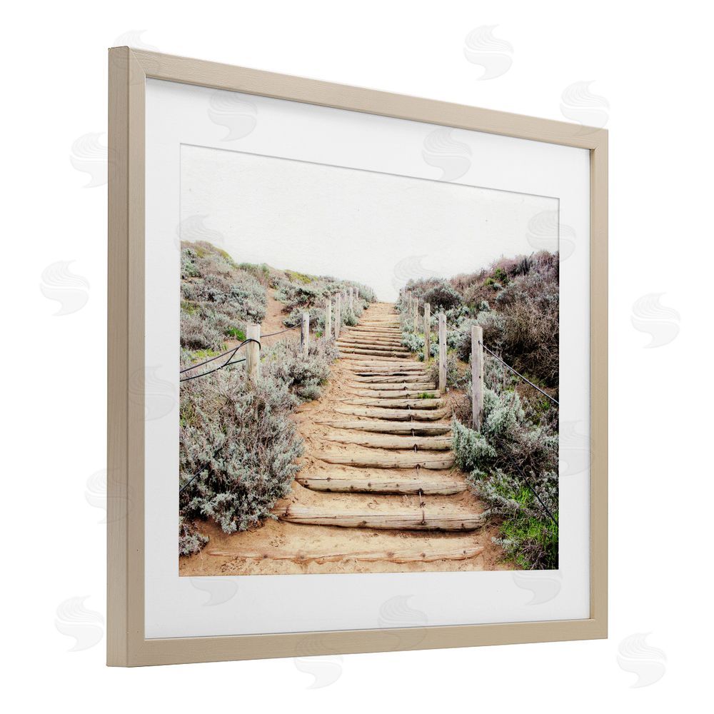 Leah Noel Art Wooden Stairway to Heaven Brown Framed Print Under Glass Wall Art