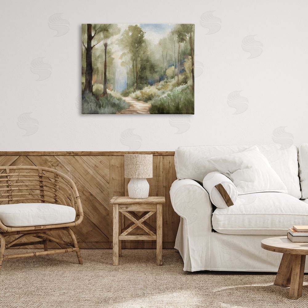 Kim Allen Hazy Atmospheric Walk Stretched Canvas Wall Art Print in Room