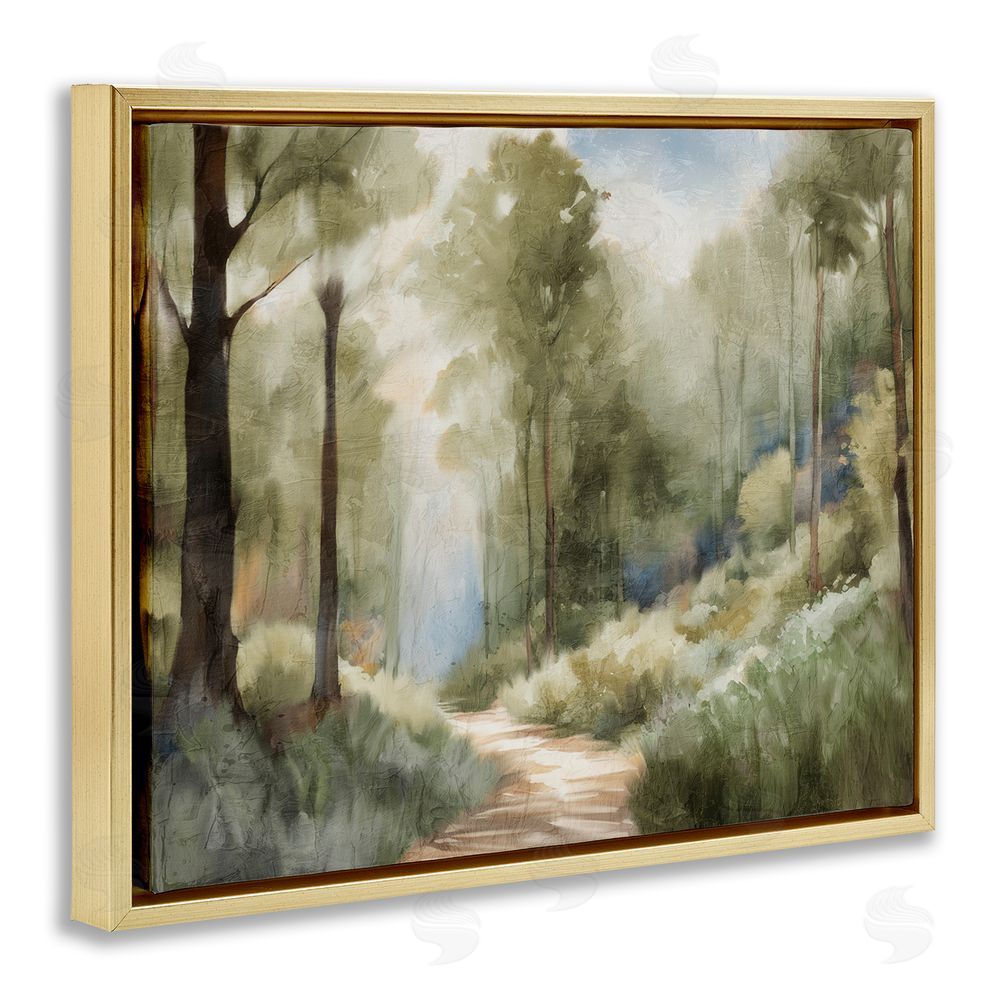 Kim Allen Hazy Atmospheric Walk Gold Floating Frame Canvas Wall Art Print