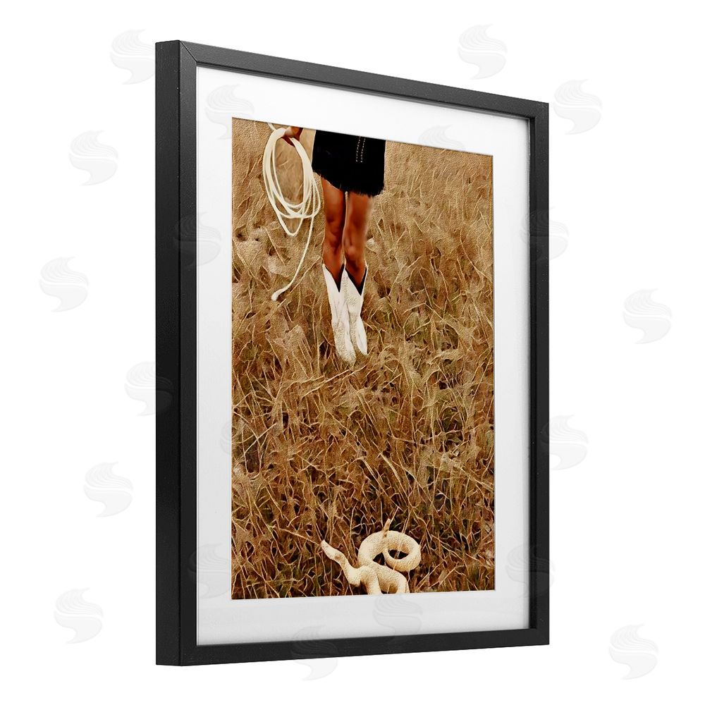Jesse Keith With Her Lasso & Snake Black Framed Print Under Glass Wall Art
