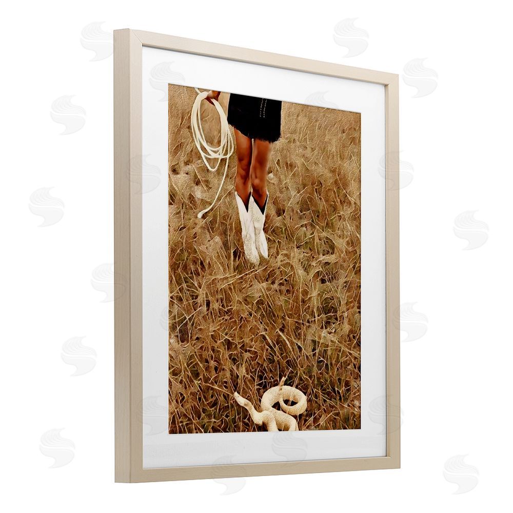 Jesse Keith With Her Lasso & Snake Brown Framed Print Under Glass Wall Art
