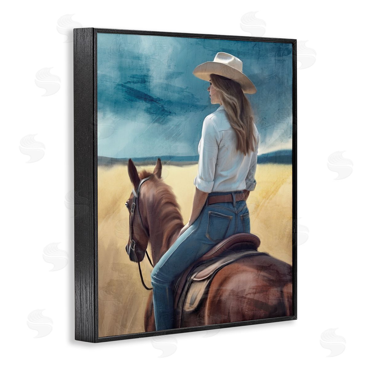 Kim Allen Countryside Cowgirl View Black Framed Giclee Print Wall Art