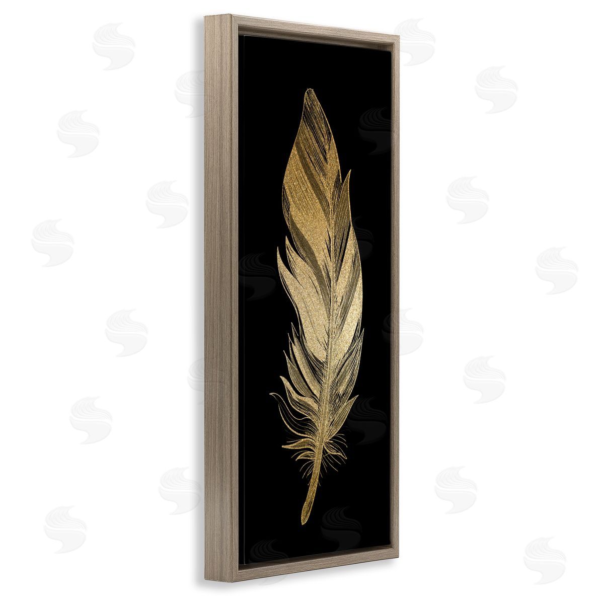 Kim Allen Glam Lined Feather Brown Floating Frame Canvas Wall Art Print