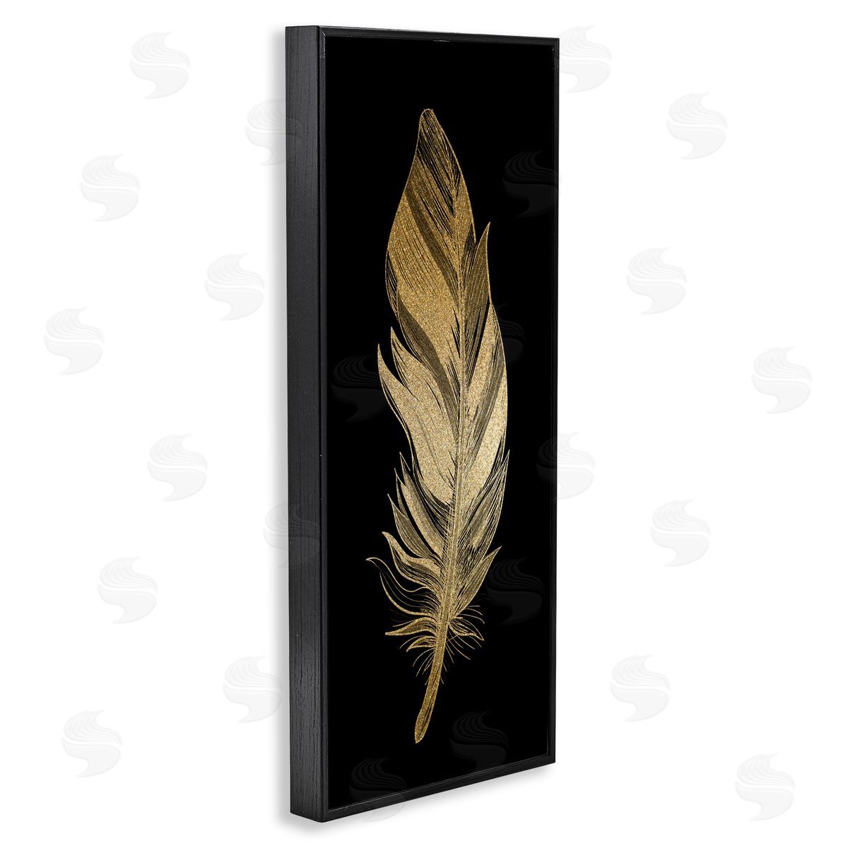 Kim Allen Glam Lined Feather Black Framed Giclee Print Wall Art