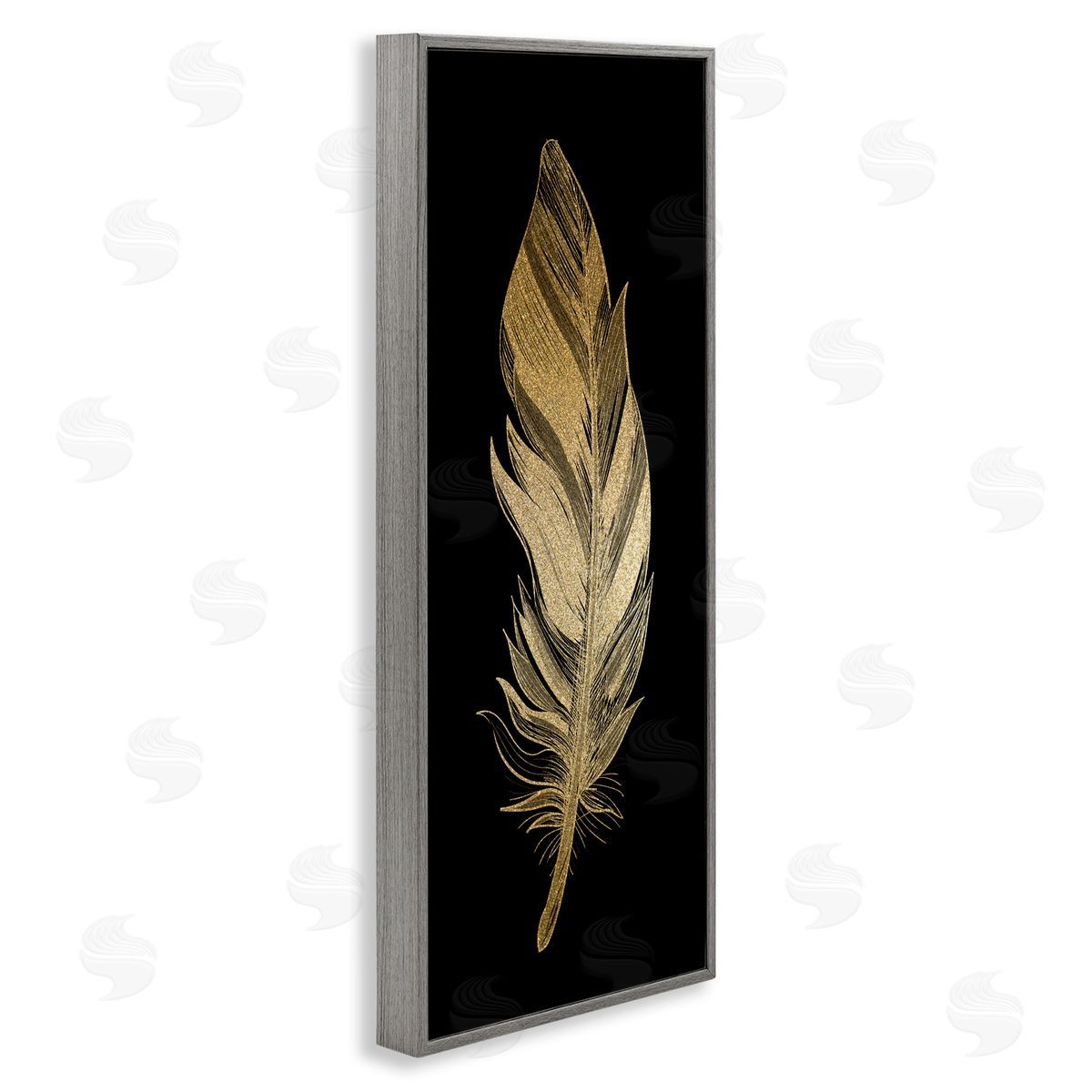 Kim Allen Glam Lined Feather Gray Framed Giclee Print Wall Art