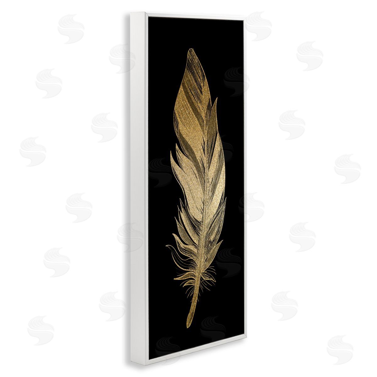 Kim Allen Glam Lined Feather White Framed Giclee Print Wall Art