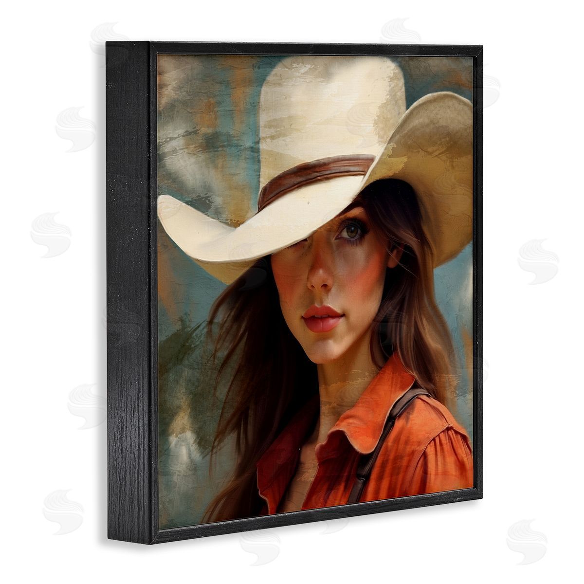 Kim Allen Cowgirl Gaze Beneath Hat Black Framed Giclee Print Wall Art