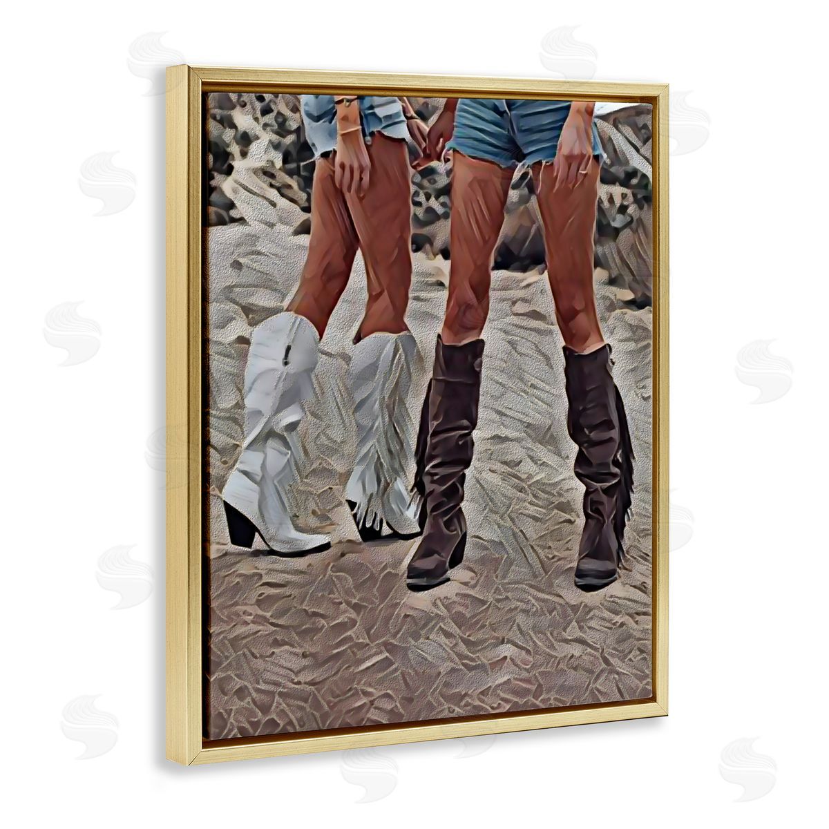 Jesse Keith Rodeo Girls Friendship Gold Floating Frame Canvas Wall Art Print
