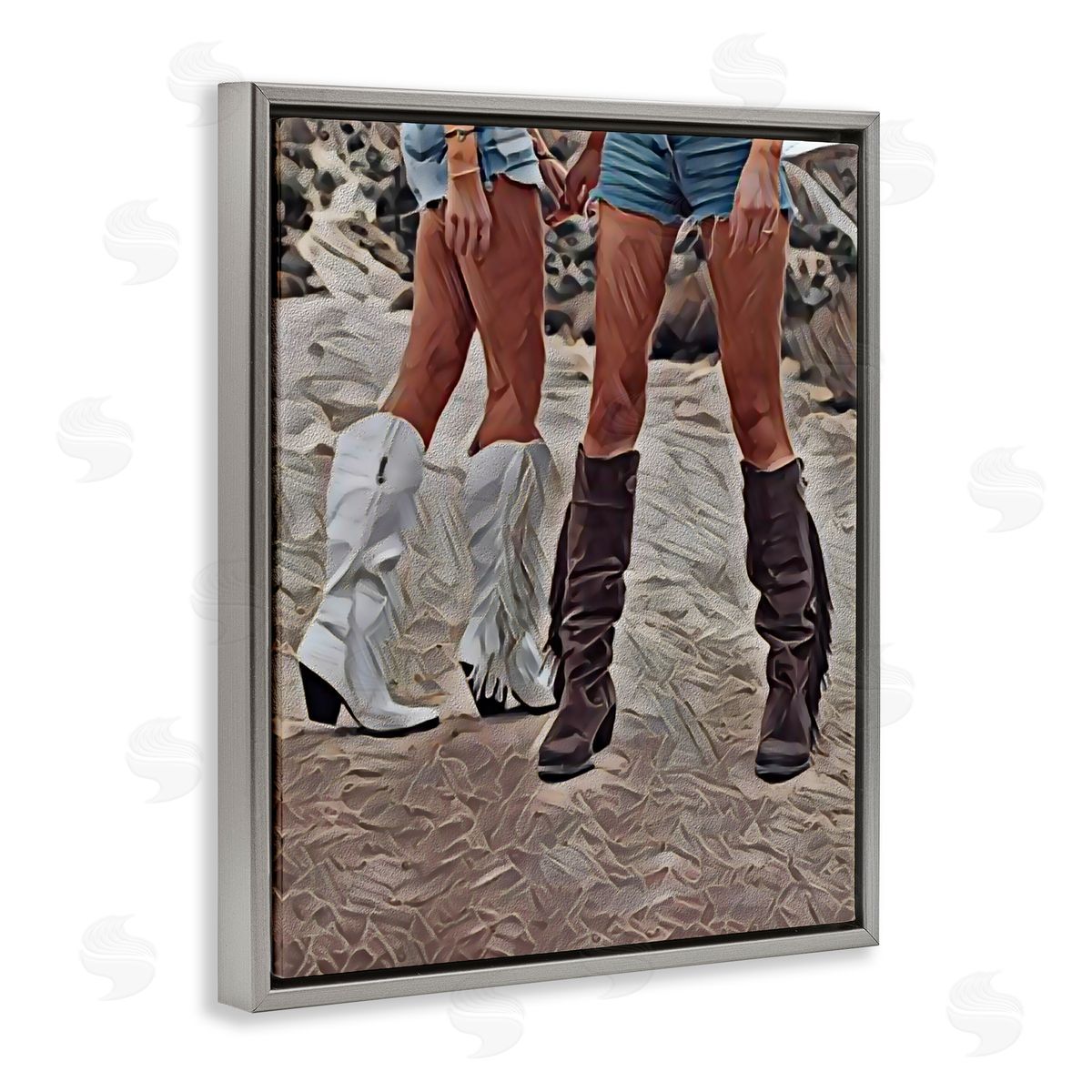 Jesse Keith Rodeo Girls Friendship Gray Floating Frame Canvas Wall Art Print