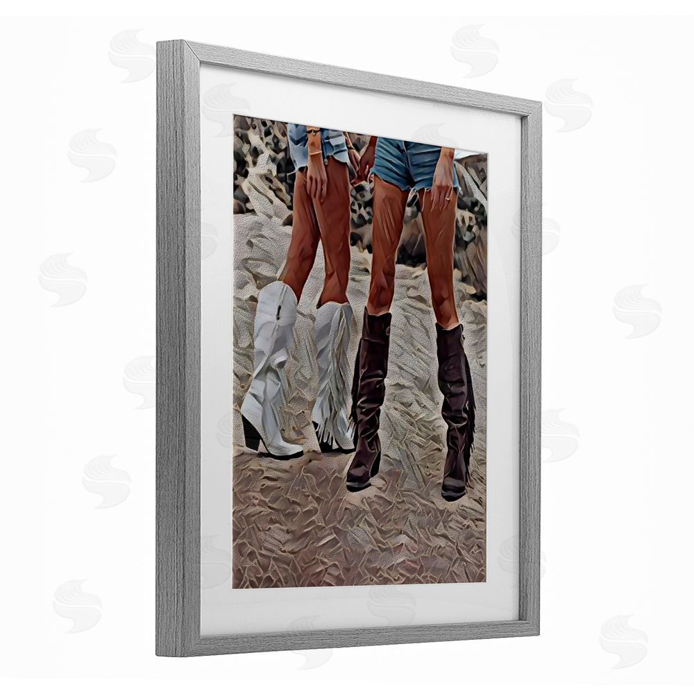 Jesse Keith Rodeo Girls Friendship Gray Framed Print Under Glass Wall Art