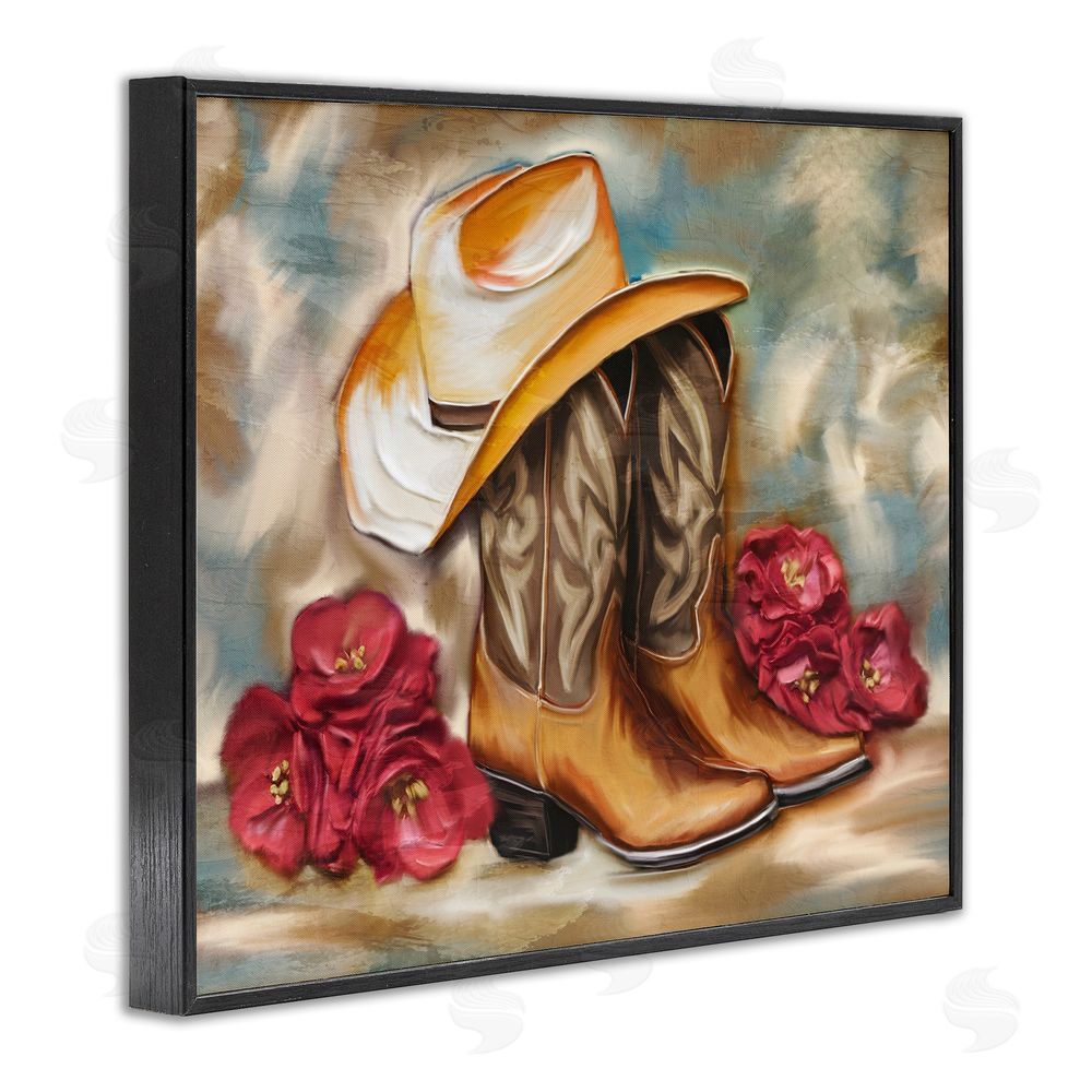 Kim Allen Boots & Floral Bunches Black Framed Giclee Print Wall Art