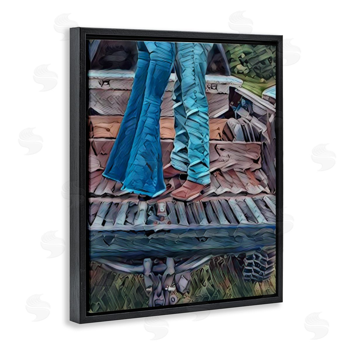 Jesse Keith Truck Bed Kisses Black Floating Frame Canvas Wall Art Print