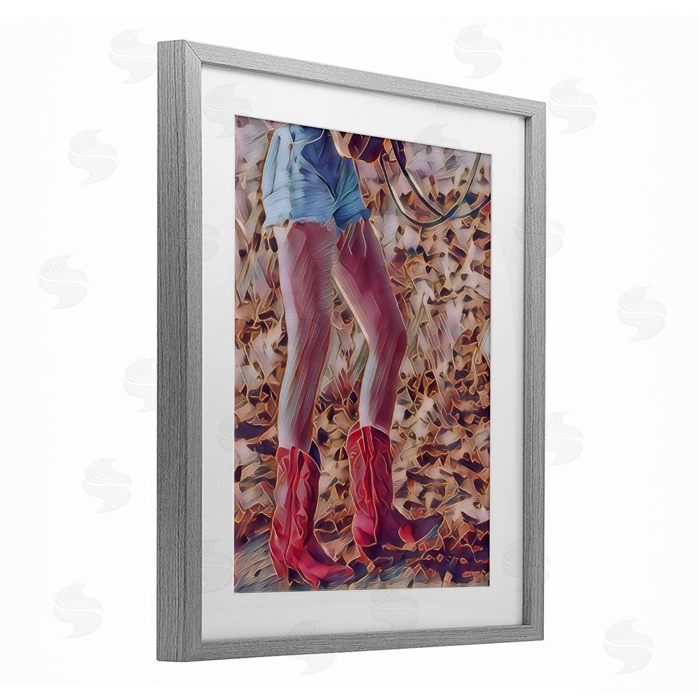 Jesse Keith Rancher Gal Cowgirl Gray Framed Print Under Glass Wall Art