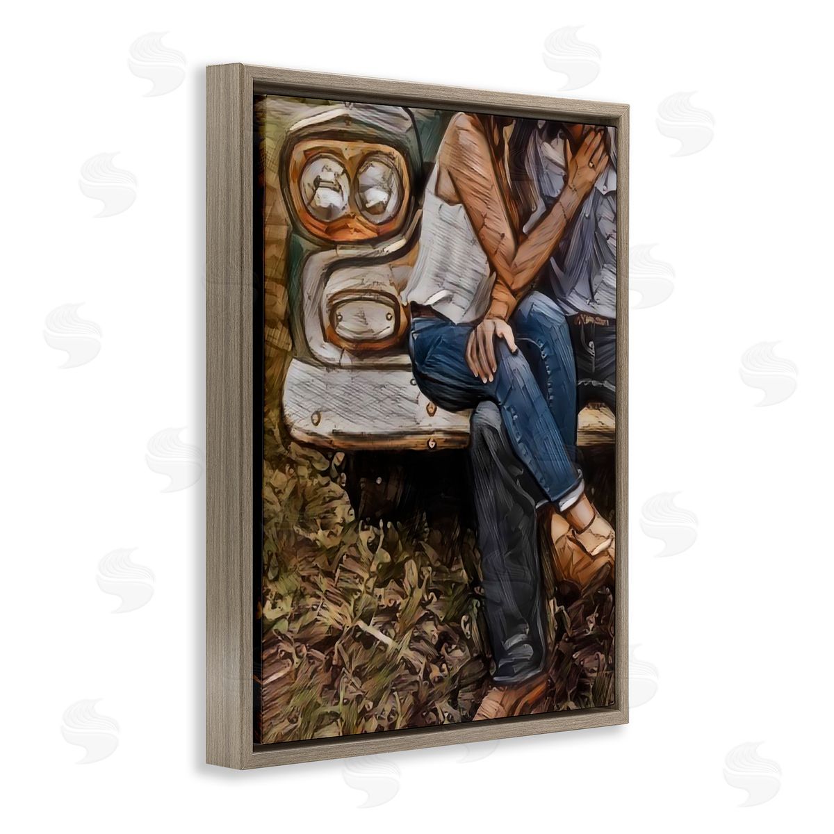 Jesse Keith Crossed Legs & Trucks Brown Floating Frame Canvas Wall Art Print
