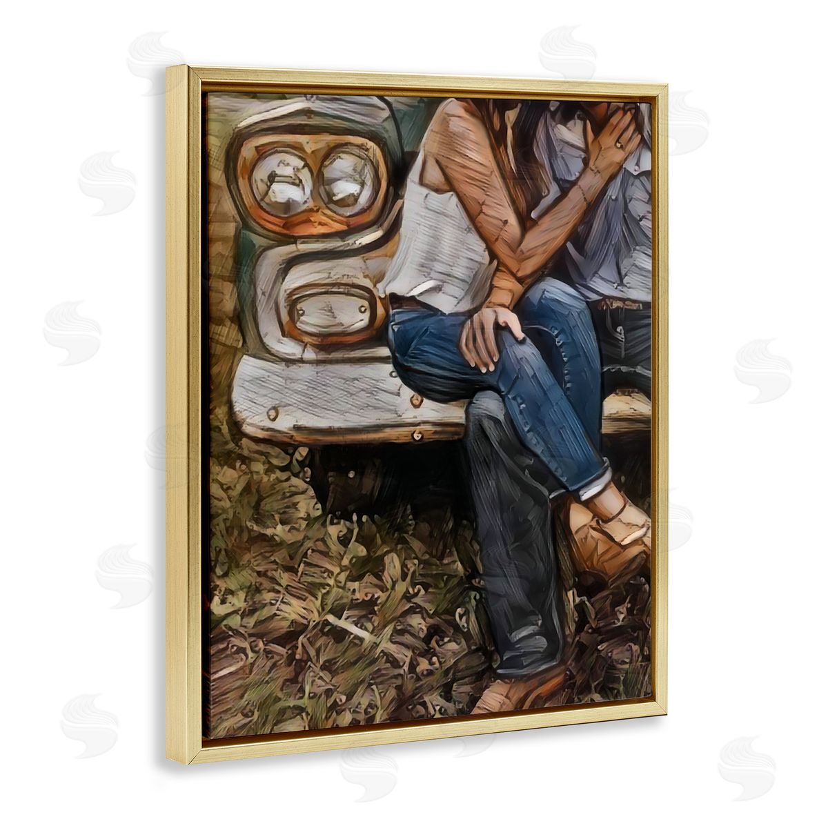 Jesse Keith Crossed Legs & Trucks Gold Floating Frame Canvas Wall Art Print