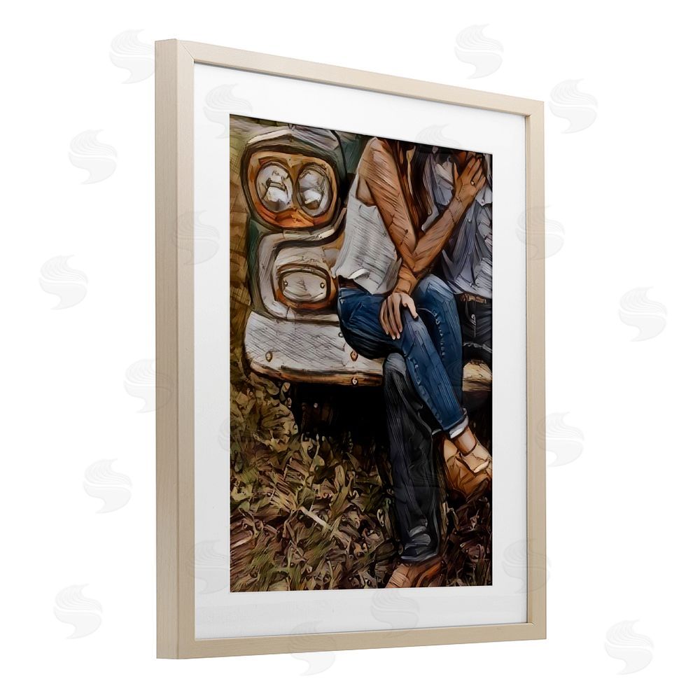 Jesse Keith Crossed Legs & Trucks Brown Framed Print Under Glass Wall Art
