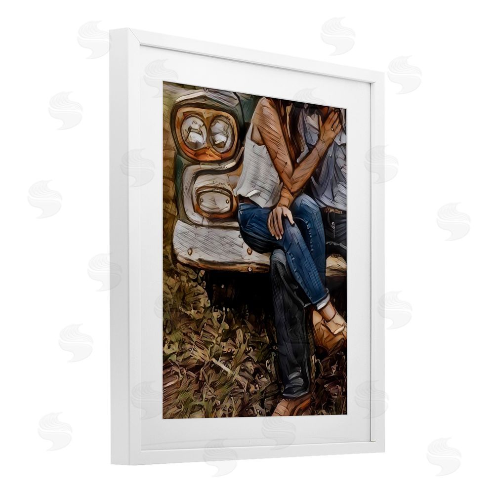 Jesse Keith Crossed Legs & Trucks White Framed Print Under Glass Wall Art