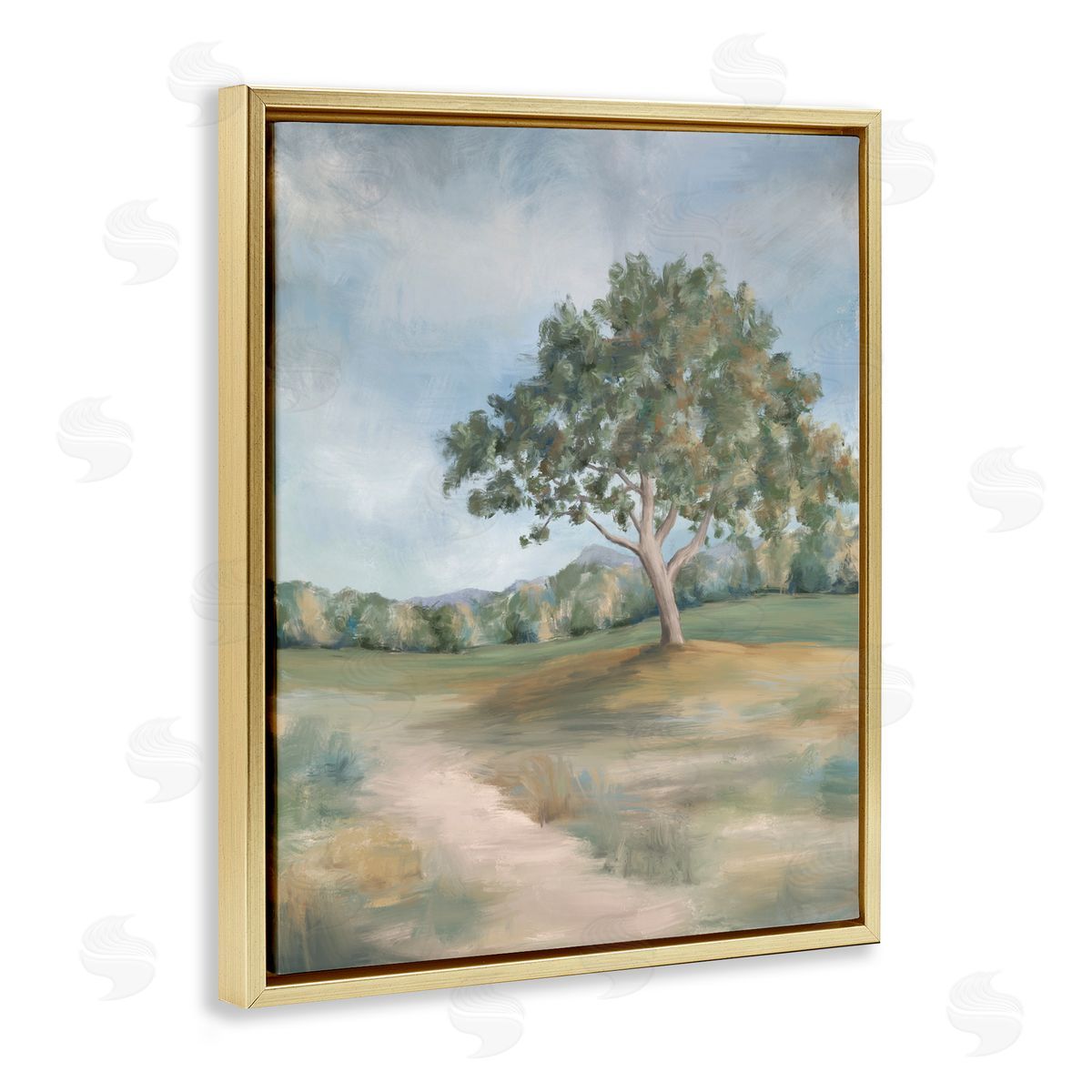 Leah Noel Art Countryside Tree Scenery Gold Floating Frame Canvas Wall Art Print