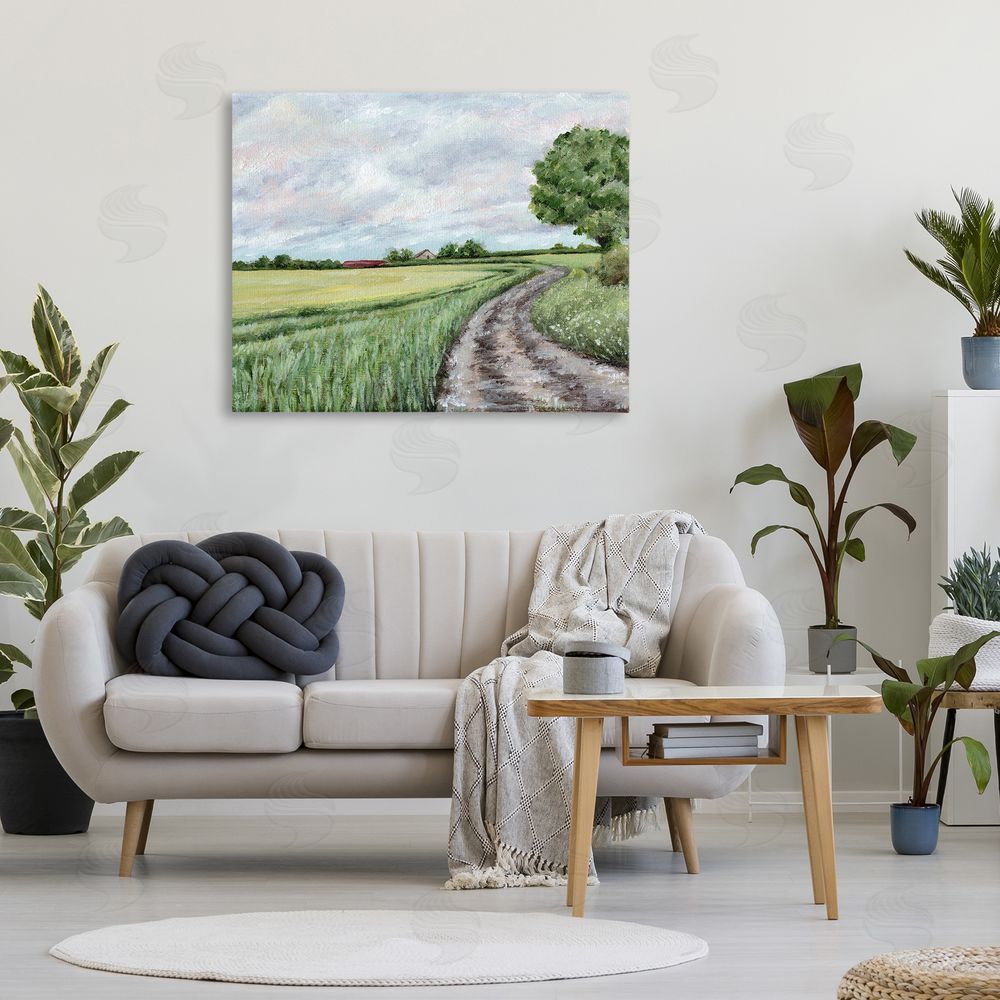 Leah Noel Art Winding Country Roads Stretched Canvas Wall Art Print in Room