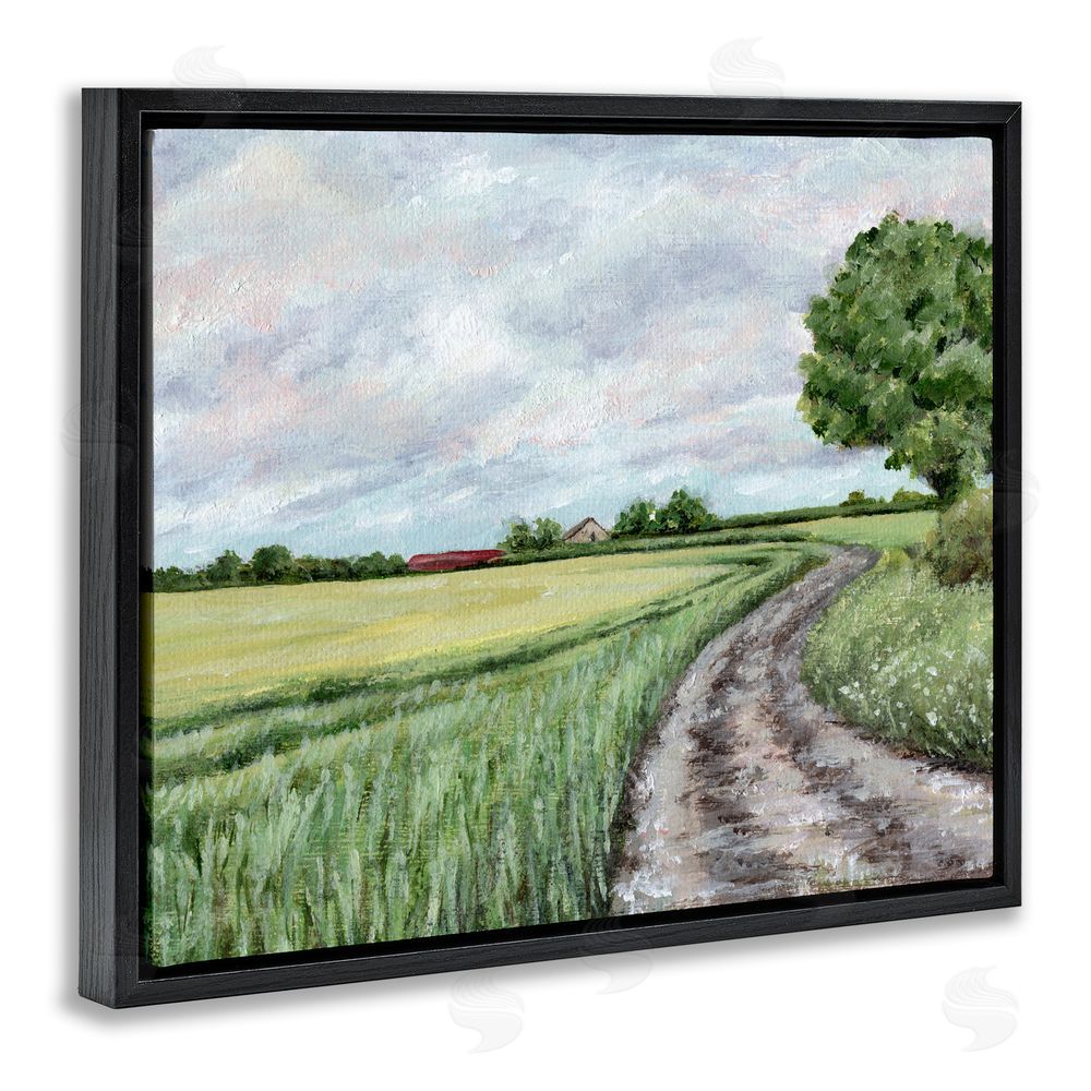Leah Noel Art Winding Country Roads Black Floating Frame Canvas Wall Art Print