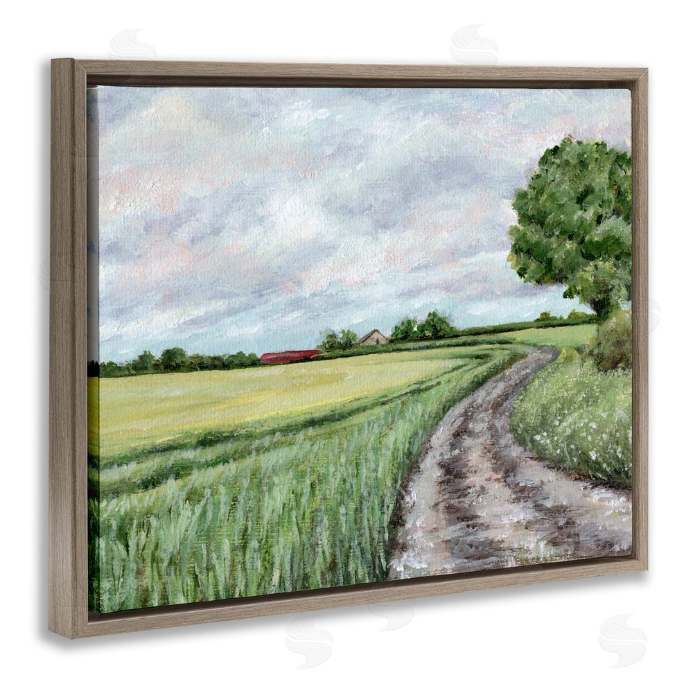 Leah Noel Art Winding Country Roads Brown Floating Frame Canvas Wall Art Print