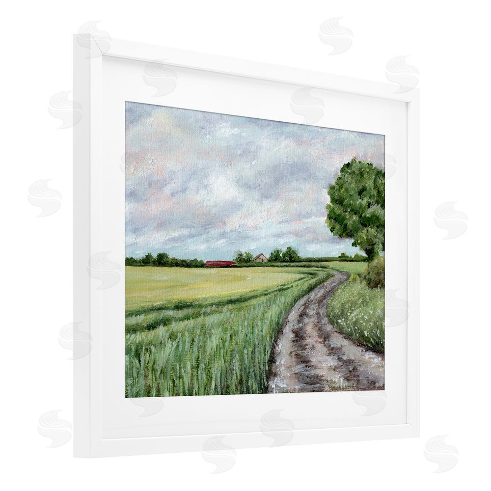 Leah Noel Art Winding Country Roads White Framed Print Under Glass Wall Art
