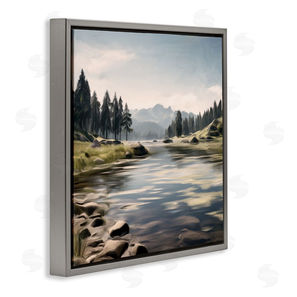 Kim Allen My Hideaway Pond Ripples Gray Floating Frame Canvas Wall Art Print