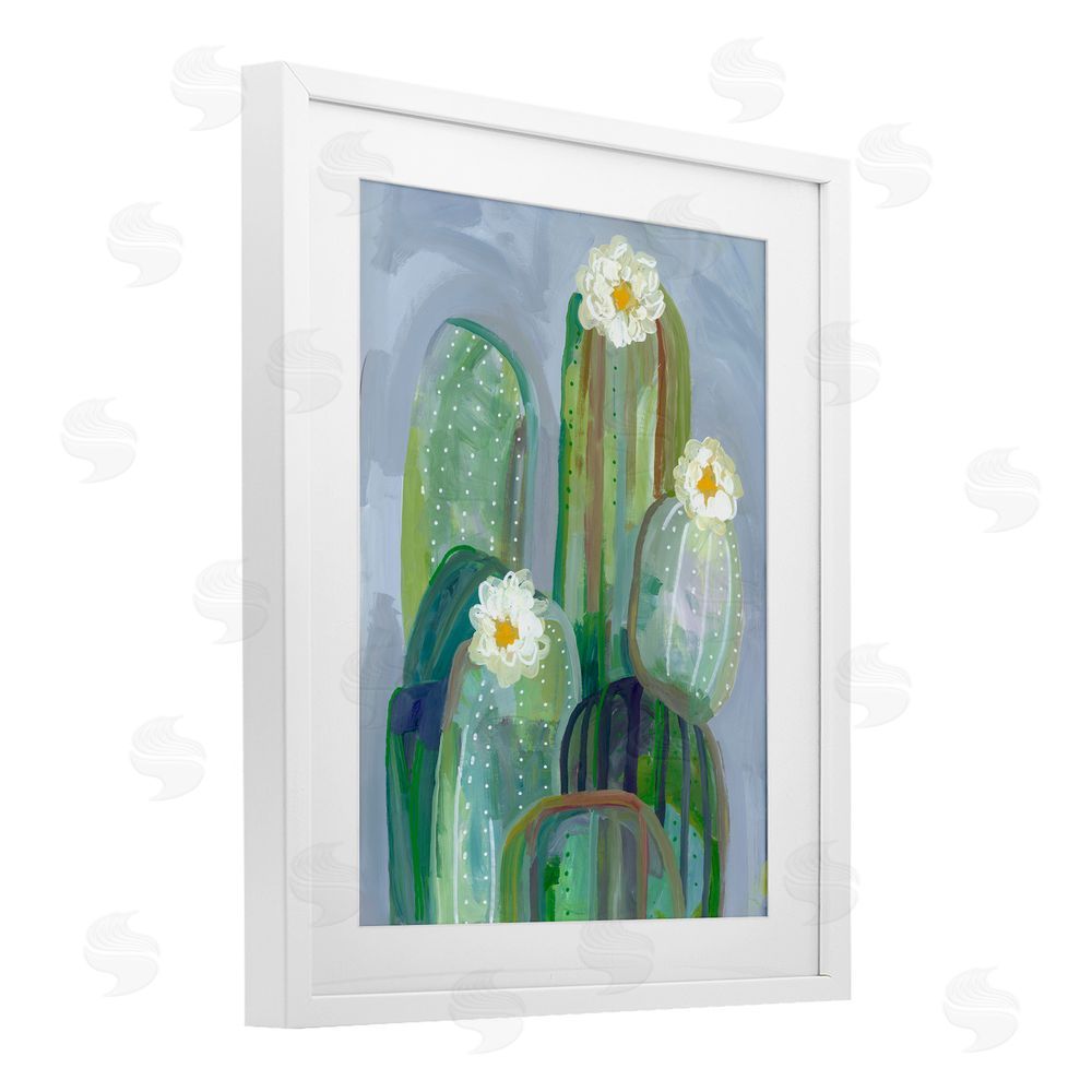 Ashley Davis Desert Day Dream Cactus White Framed Print Under Glass Wall Art