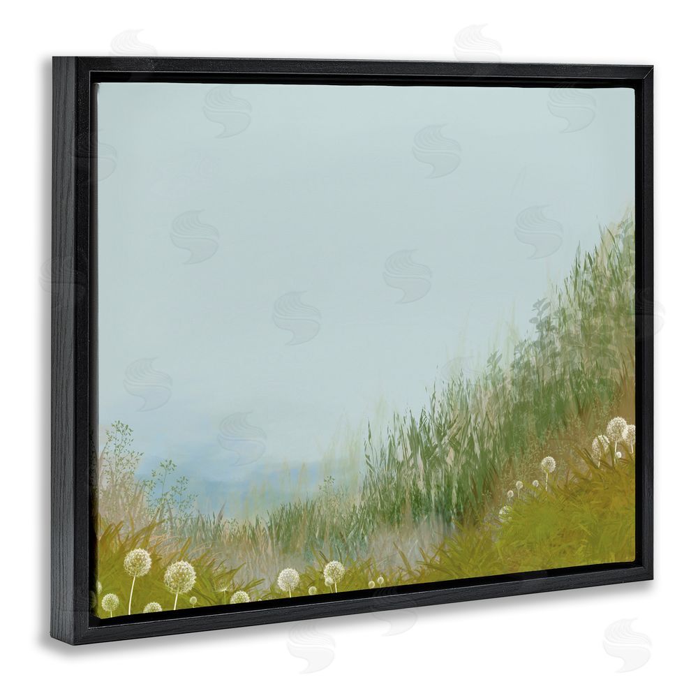 Renel Peters Misty Meadow Hill Black Floating Frame Canvas Wall Art Print