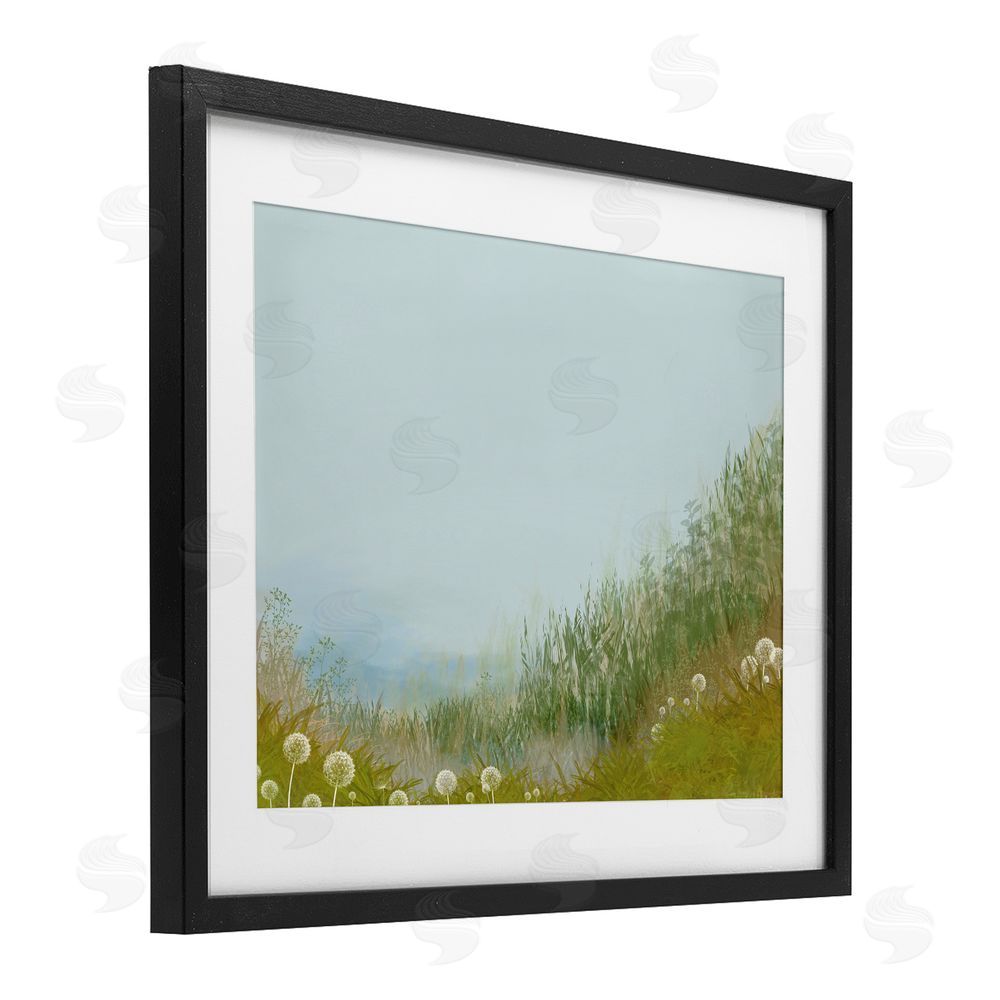 Renel Peters Misty Meadow Hill Black Framed Print Under Glass Wall Art