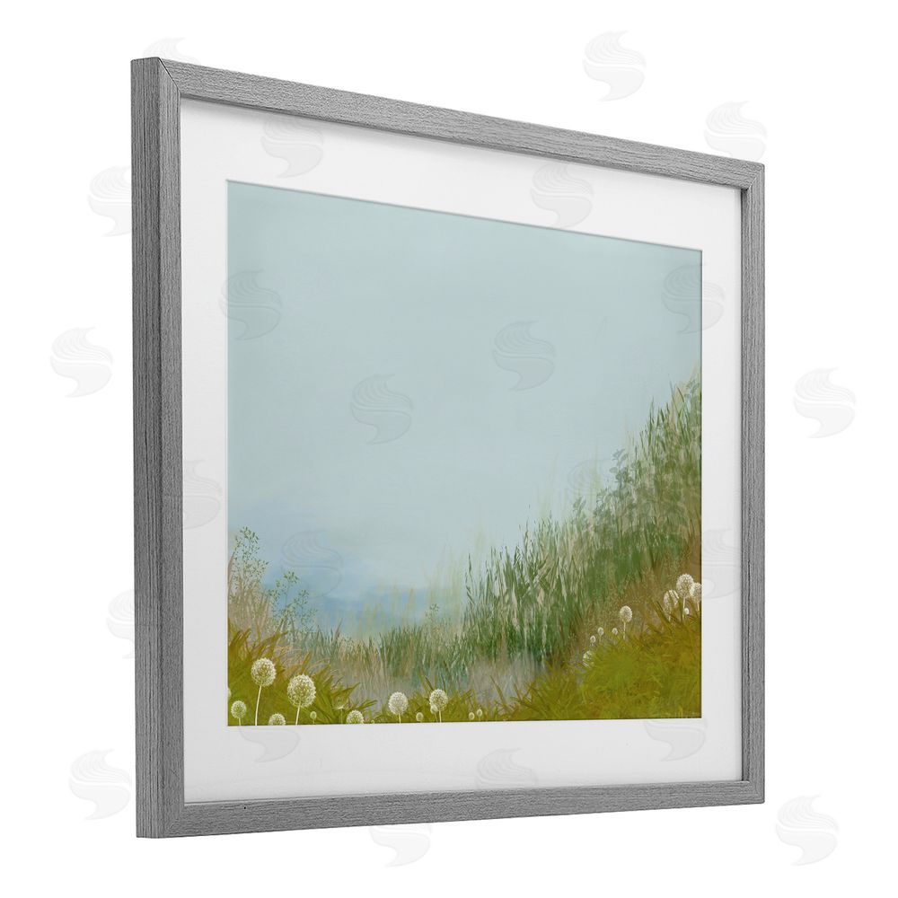 Renel Peters Misty Meadow Hill Gray Framed Print Under Glass Wall Art