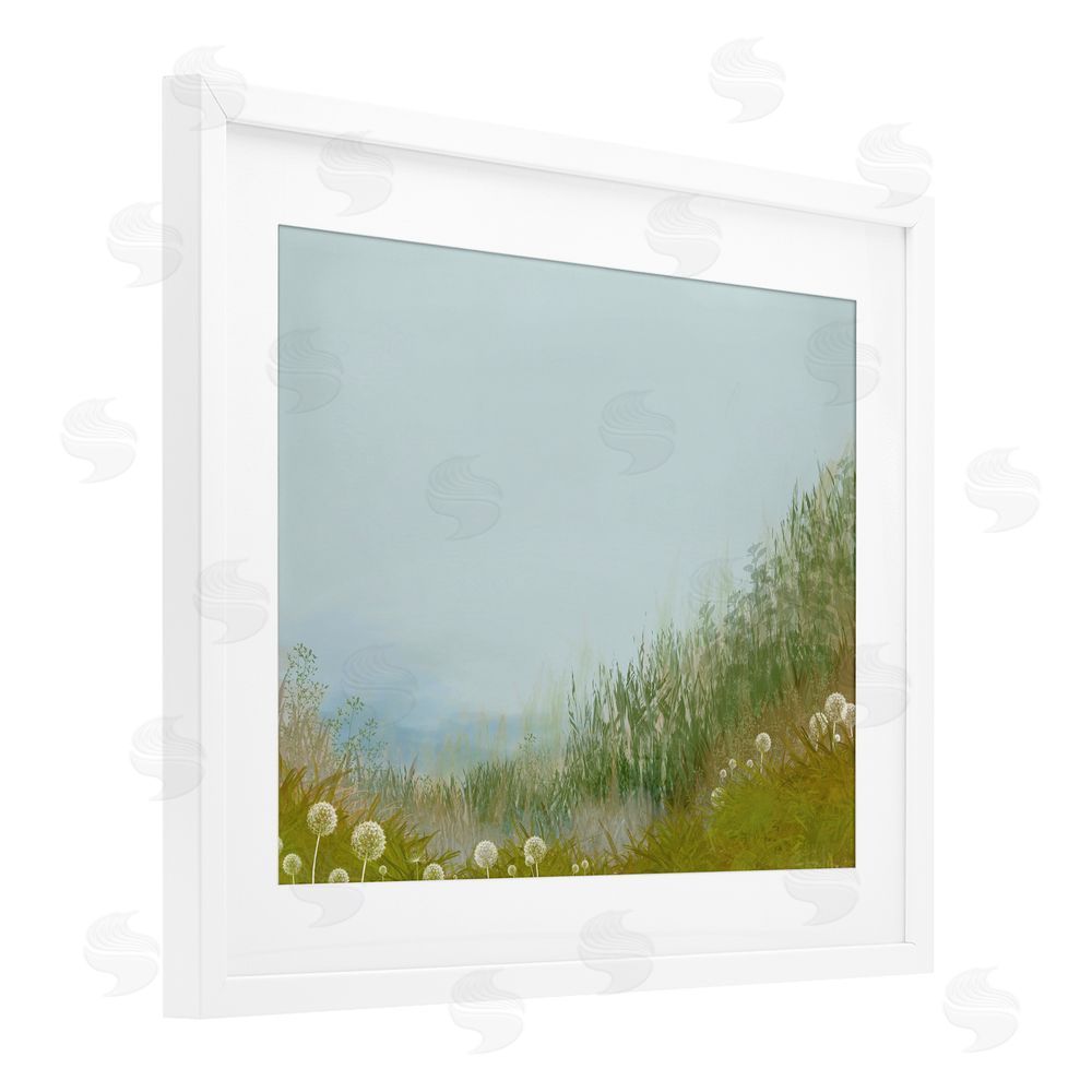 Renel Peters Misty Meadow Hill White Framed Print Under Glass Wall Art