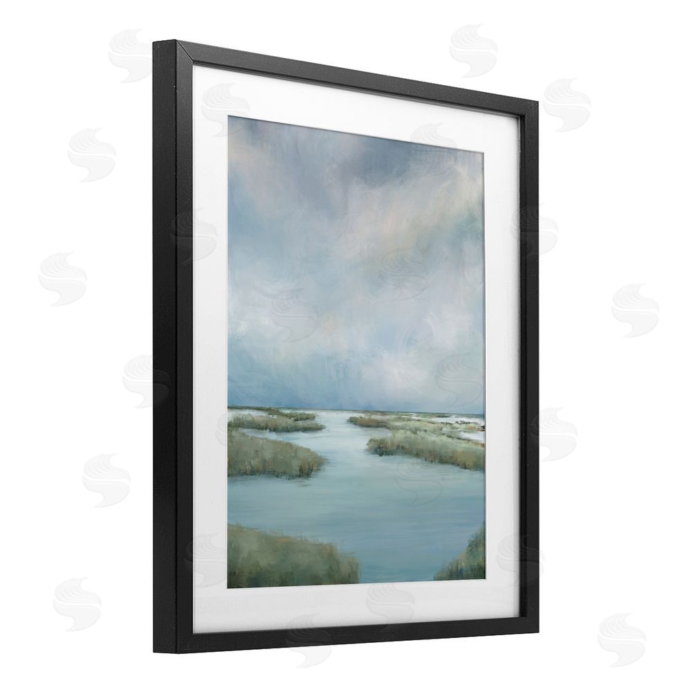 Leah Noel Art Hazy Marsh Land View Black Framed Print Under Glass Wall Art