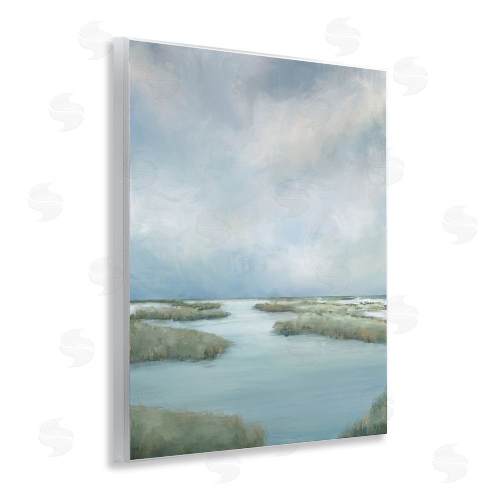 Leah Noel Art Hazy Marsh Land View Wooden Wall Plaque Art Print