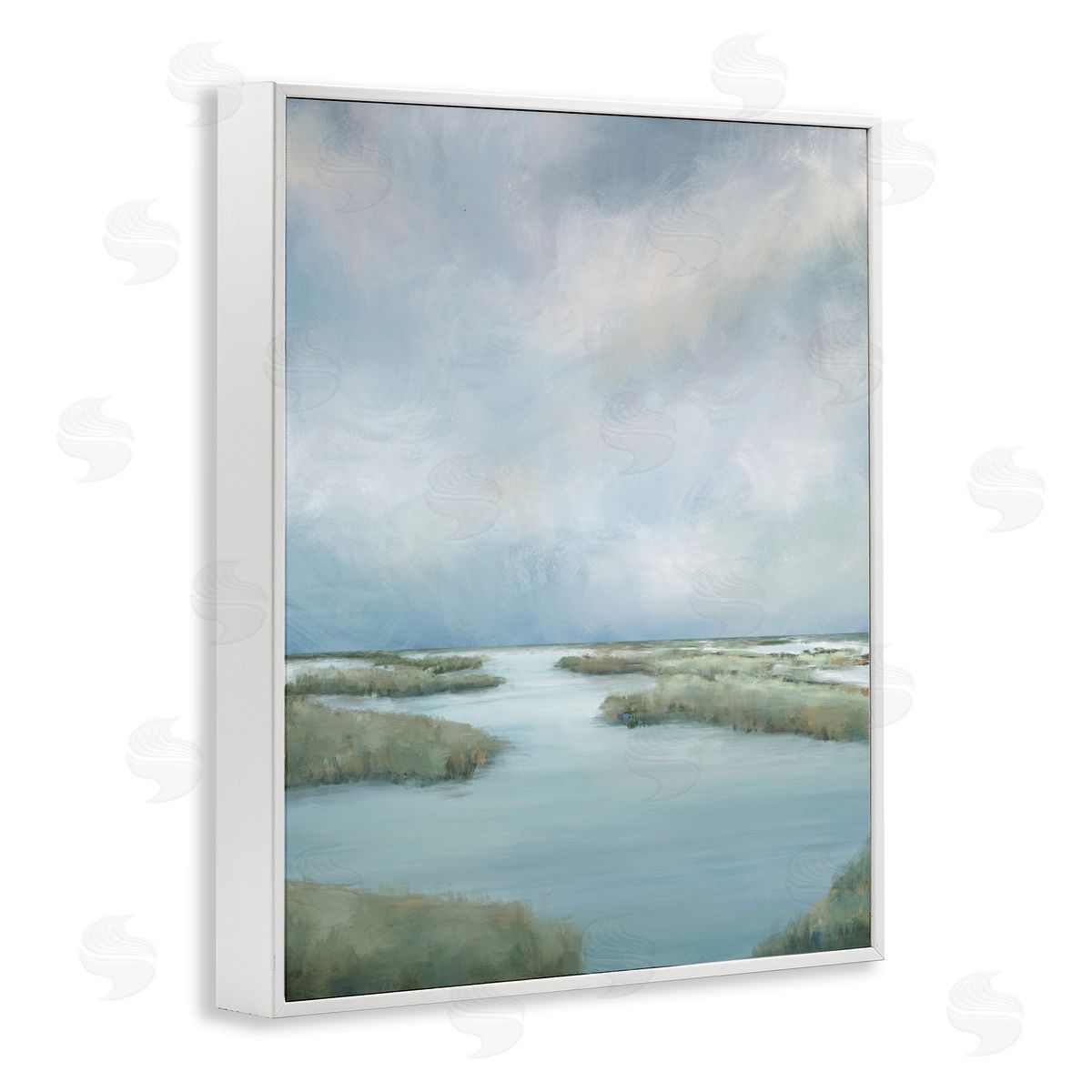 Leah Noel Art Hazy Marsh Land View White Framed Giclee Print Wall Art