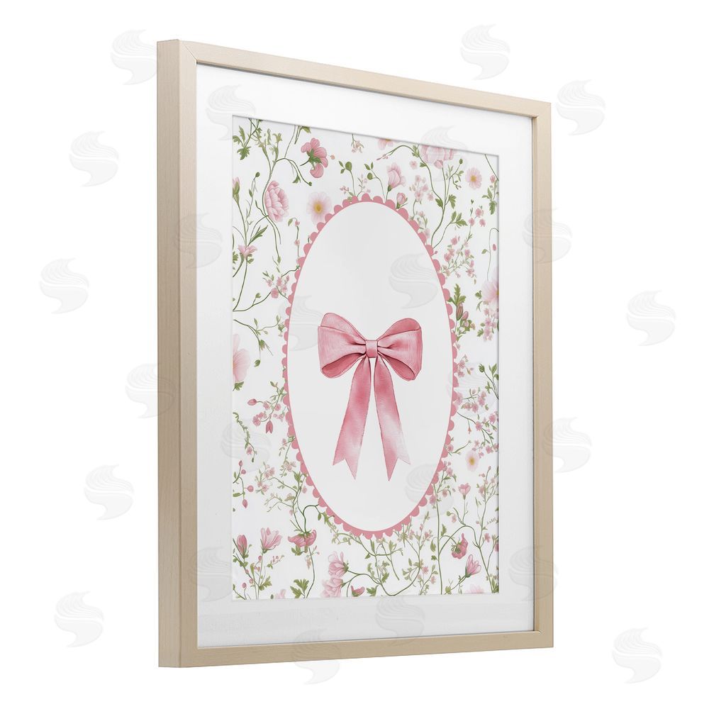 Christine Simpson Art Delicate Florals & Bow Brown Framed Print Under Glass Wall Art