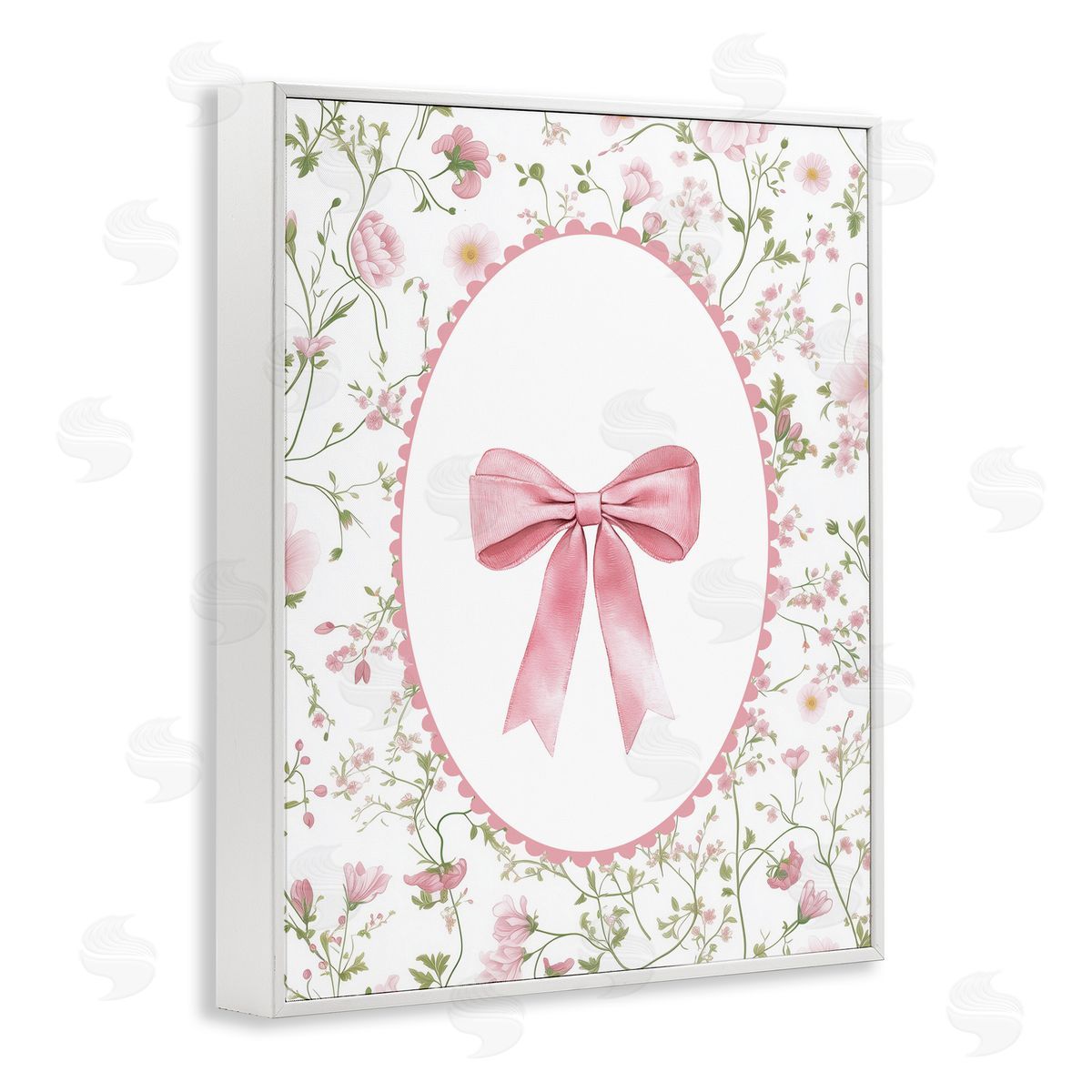 Christine Simpson Art Delicate Florals & Bow White Framed Giclee Print Wall Art