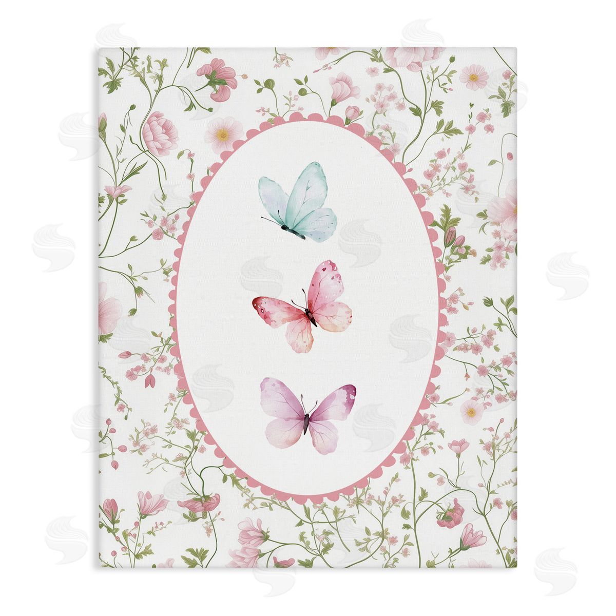 Christine Simpson Art Delicate Florals & Butterfly Stretched Canvas Wall Art Print