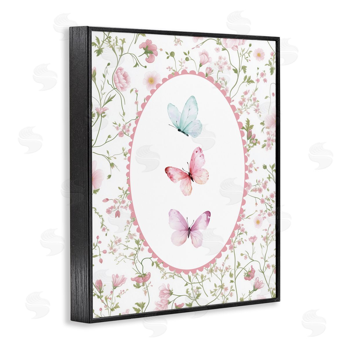 Christine Simpson Art Delicate Florals & Butterfly Black Framed Giclee Print Wall Art