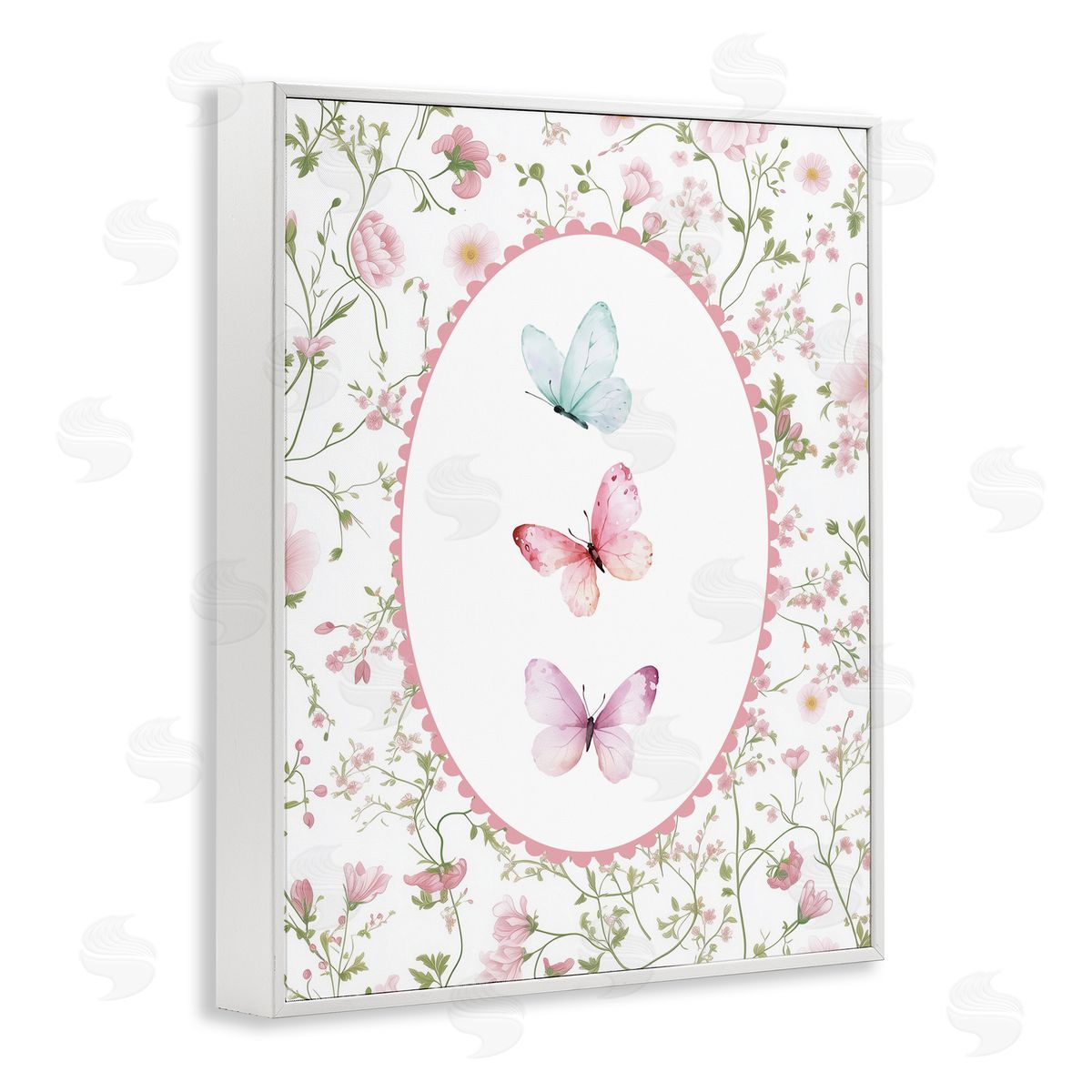 Christine Simpson Art Delicate Florals & Butterfly White Framed Giclee Print Wall Art