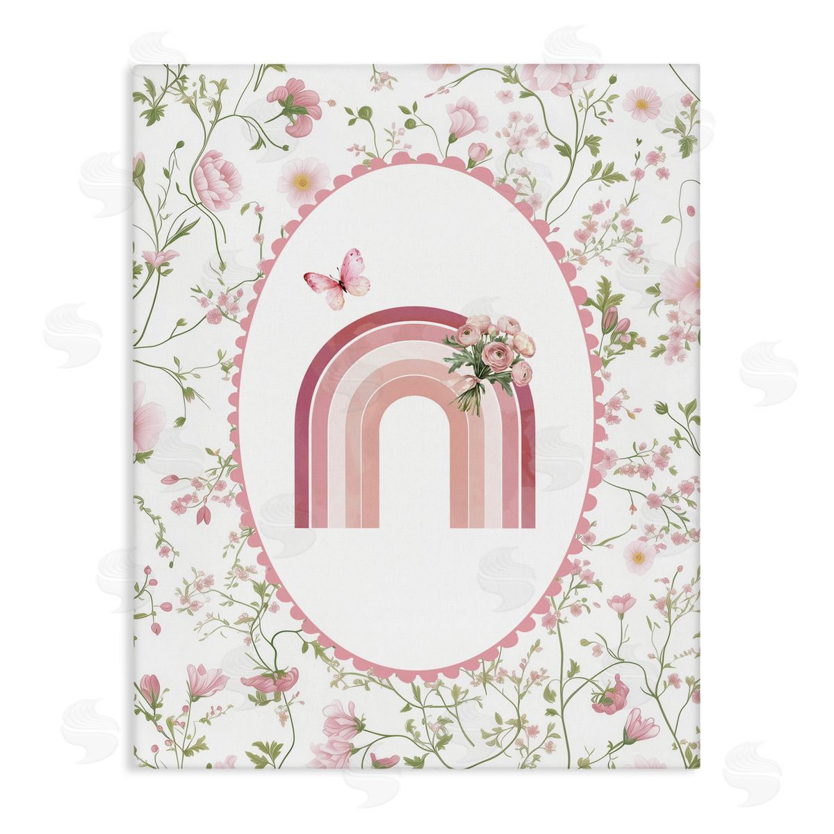 Christine Simpson Art Delicate Florals & Rainbow Stretched Canvas Wall Art Print